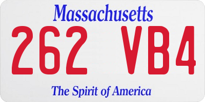 MA license plate 262VB4