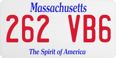MA license plate 262VB6
