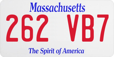 MA license plate 262VB7