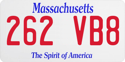 MA license plate 262VB8