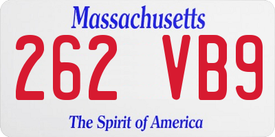 MA license plate 262VB9