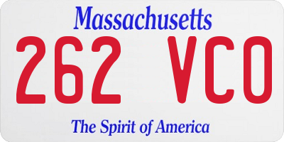 MA license plate 262VC0