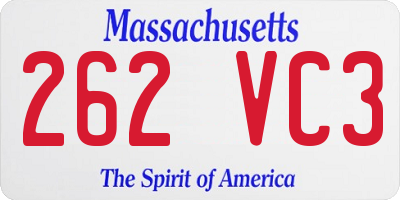 MA license plate 262VC3