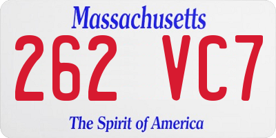 MA license plate 262VC7