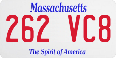 MA license plate 262VC8