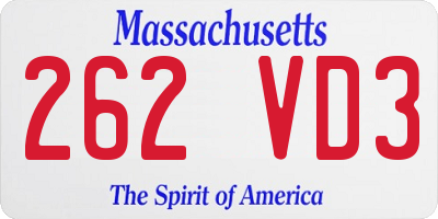 MA license plate 262VD3