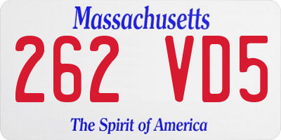 MA license plate 262VD5