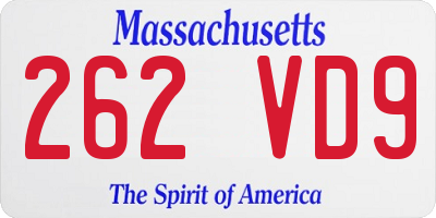 MA license plate 262VD9
