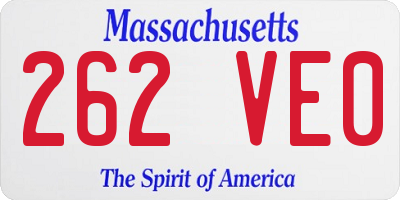 MA license plate 262VE0