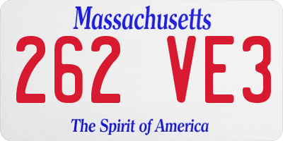 MA license plate 262VE3