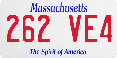 MA license plate 262VE4