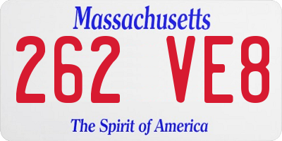 MA license plate 262VE8
