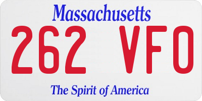 MA license plate 262VF0