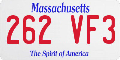 MA license plate 262VF3