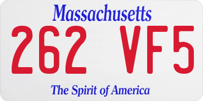 MA license plate 262VF5