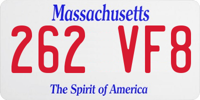 MA license plate 262VF8