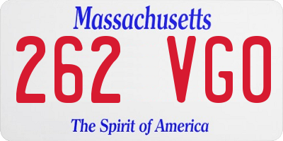 MA license plate 262VG0