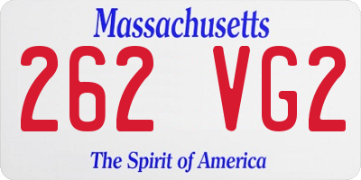 MA license plate 262VG2