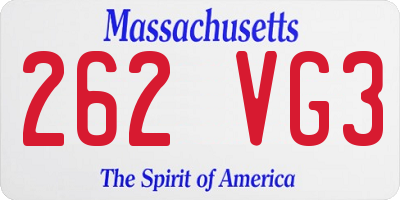 MA license plate 262VG3