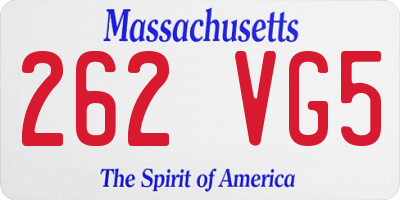 MA license plate 262VG5