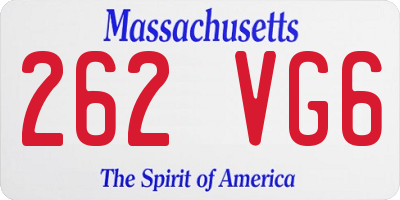 MA license plate 262VG6