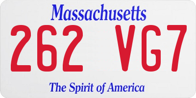 MA license plate 262VG7
