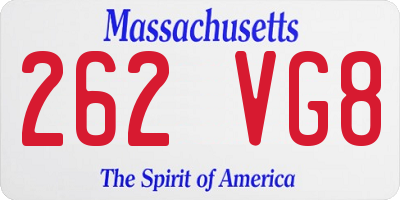 MA license plate 262VG8
