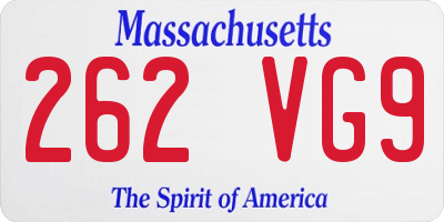 MA license plate 262VG9
