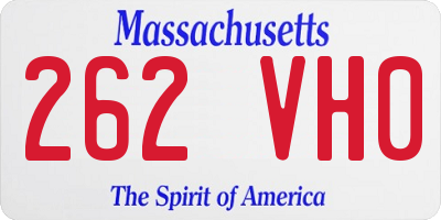 MA license plate 262VH0