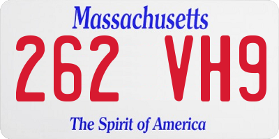 MA license plate 262VH9