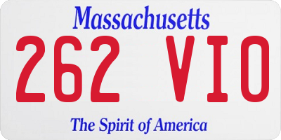 MA license plate 262VI0