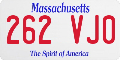 MA license plate 262VJ0