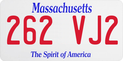 MA license plate 262VJ2