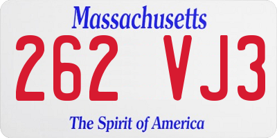 MA license plate 262VJ3