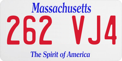 MA license plate 262VJ4