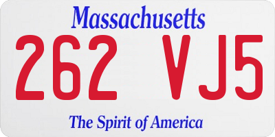 MA license plate 262VJ5