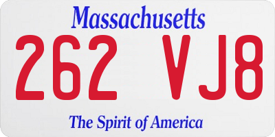 MA license plate 262VJ8