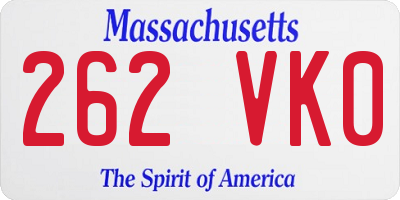 MA license plate 262VK0