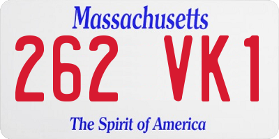 MA license plate 262VK1