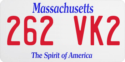 MA license plate 262VK2