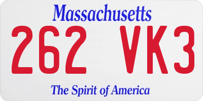 MA license plate 262VK3