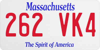 MA license plate 262VK4
