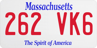 MA license plate 262VK6