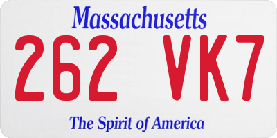 MA license plate 262VK7