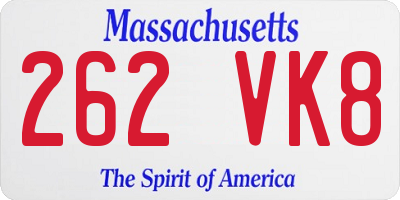 MA license plate 262VK8
