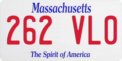 MA license plate 262VL0