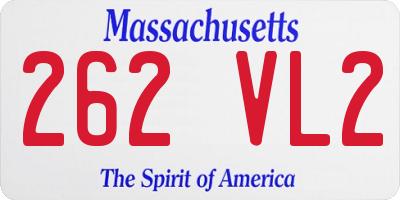 MA license plate 262VL2