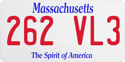 MA license plate 262VL3
