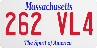 MA license plate 262VL4
