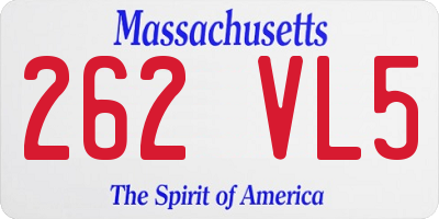 MA license plate 262VL5